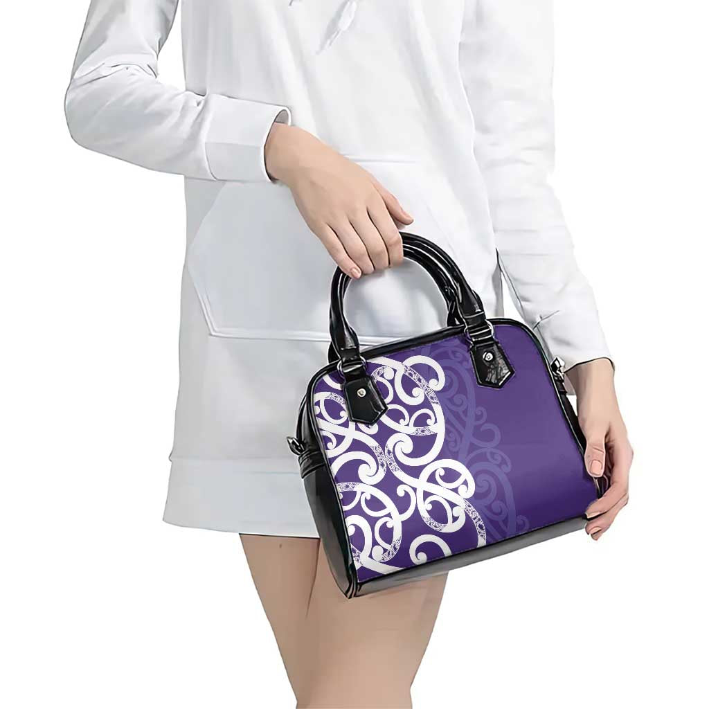 Violet Green Maori Shoulder Handbag Koru Kowhaiwhai - Aussie Hoodie