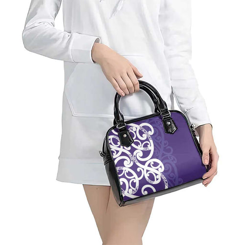 Violet Green Maori Shoulder Handbag Koru Kowhaiwhai - Aussie Hoodie