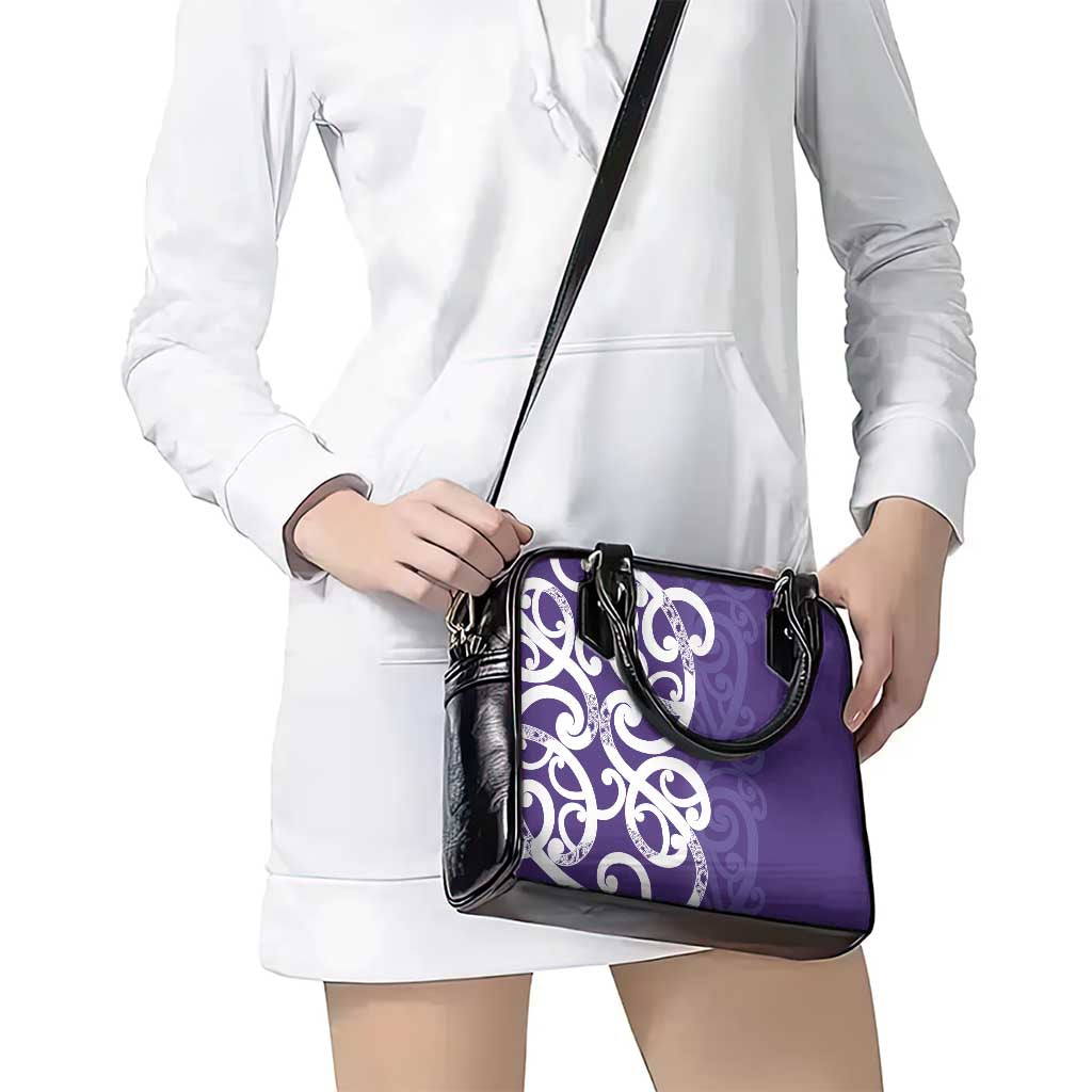 Violet Green Maori Shoulder Handbag Koru Kowhaiwhai - Aussie Hoodie