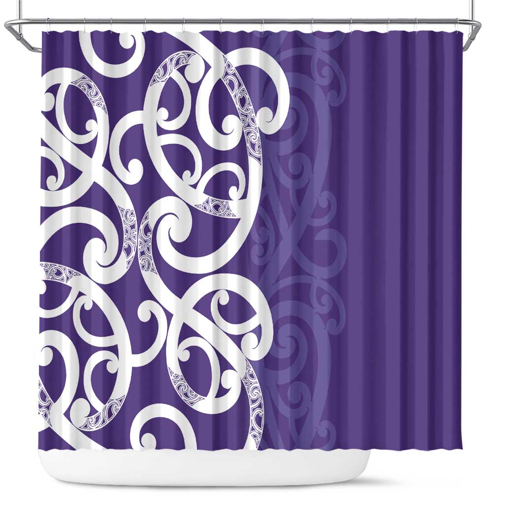 Violet Green Maori Shower Curtain Koru Kowhaiwhai - Aussie Hoodie
