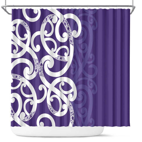 Violet Green Maori Shower Curtain Koru Kowhaiwhai - Aussie Hoodie