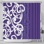 Violet Green Maori Shower Curtain Koru Kowhaiwhai - Aussie Hoodie
