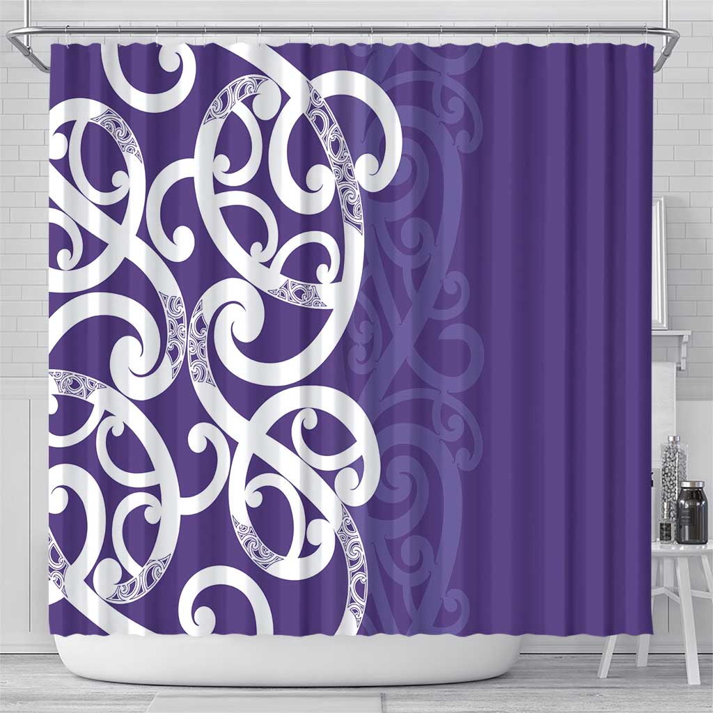 Violet Green Maori Shower Curtain Koru Kowhaiwhai - Aussie Hoodie
