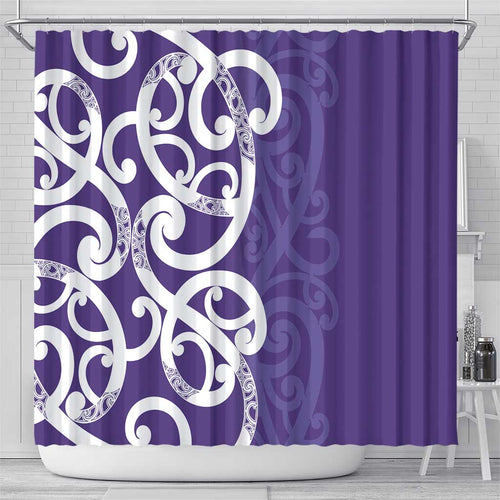 Violet Green Maori Shower Curtain Koru Kowhaiwhai - Aussie Hoodie