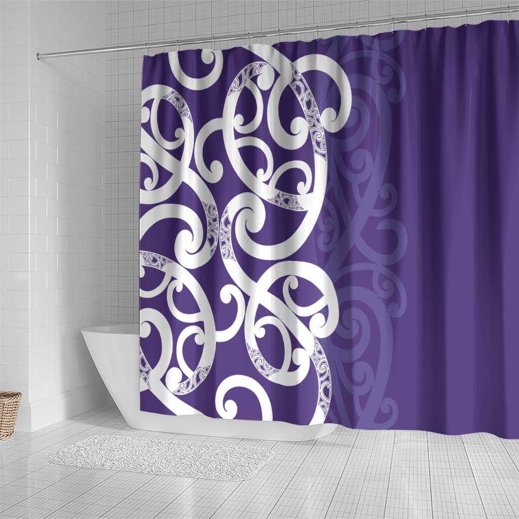 Violet Green Maori Shower Curtain Koru Kowhaiwhai - Aussie Hoodie