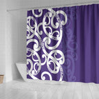 Violet Green Maori Shower Curtain Koru Kowhaiwhai - Aussie Hoodie