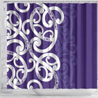 Violet Green Maori Shower Curtain Koru Kowhaiwhai - Aussie Hoodie