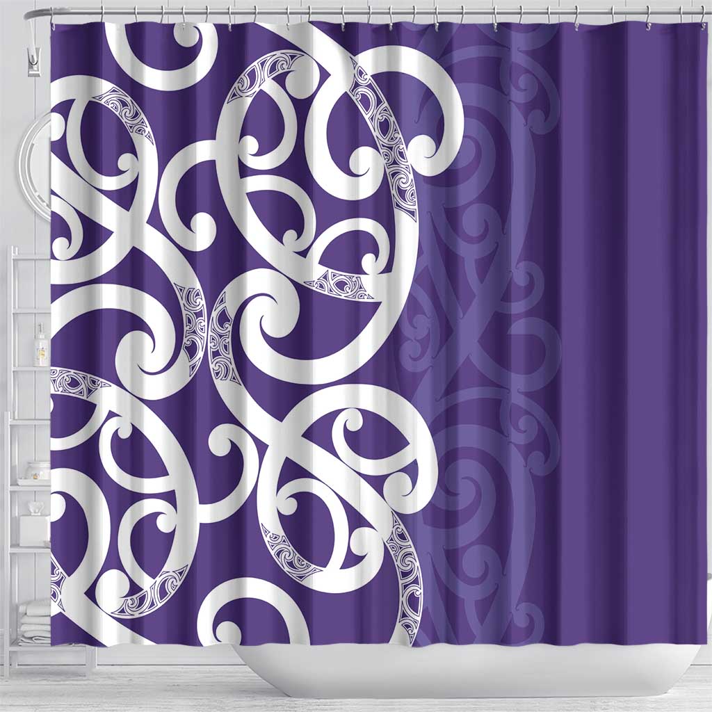Violet Green Maori Shower Curtain Koru Kowhaiwhai - Aussie Hoodie