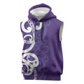 Violet Green Maori Sleeveless Hoodie Koru Kowhaiwhai - Aussie Hoodie