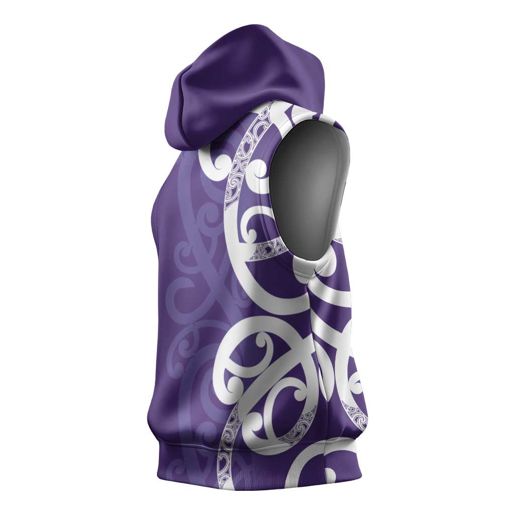 Violet Green Maori Sleeveless Hoodie Koru Kowhaiwhai - Aussie Hoodie