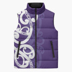 Violet Green Maori Sleeveless Puffer Jacket Koru Kowhaiwhai - Aussie Hoodie