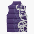 Violet Green Maori Sleeveless Puffer Jacket Koru Kowhaiwhai - Aussie Hoodie