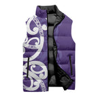 Violet Green Maori Sleeveless Puffer Jacket Koru Kowhaiwhai - Aussie Hoodie