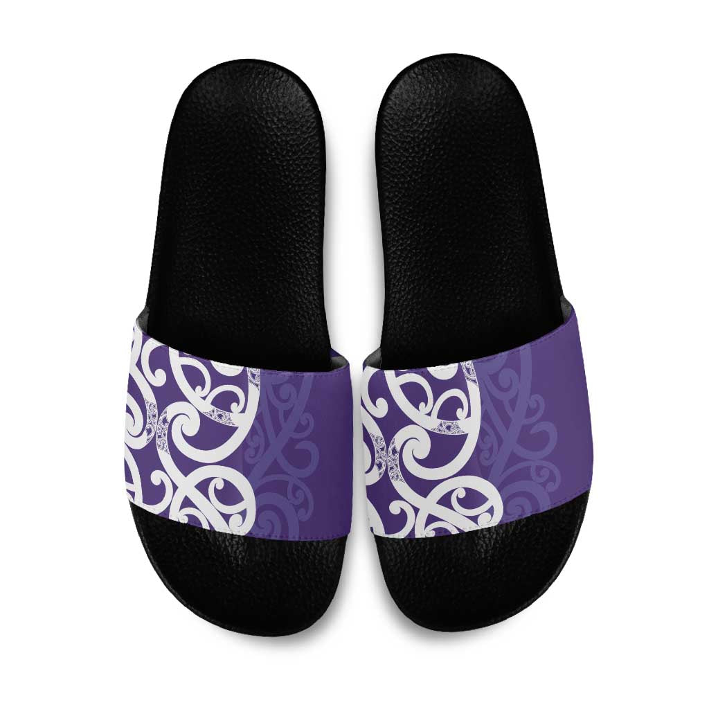 Violet Green Maori Slide Sandals Koru Kowhaiwhai - Aussie Hoodie