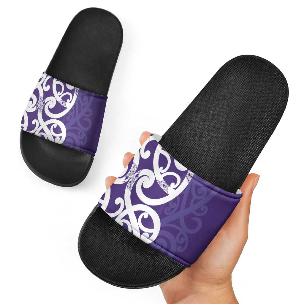 Violet Green Maori Slide Sandals Koru Kowhaiwhai - Aussie Hoodie