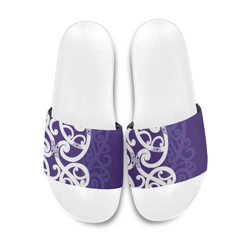 Violet Green Maori Slide Sandals Koru Kowhaiwhai - Aussie Hoodie