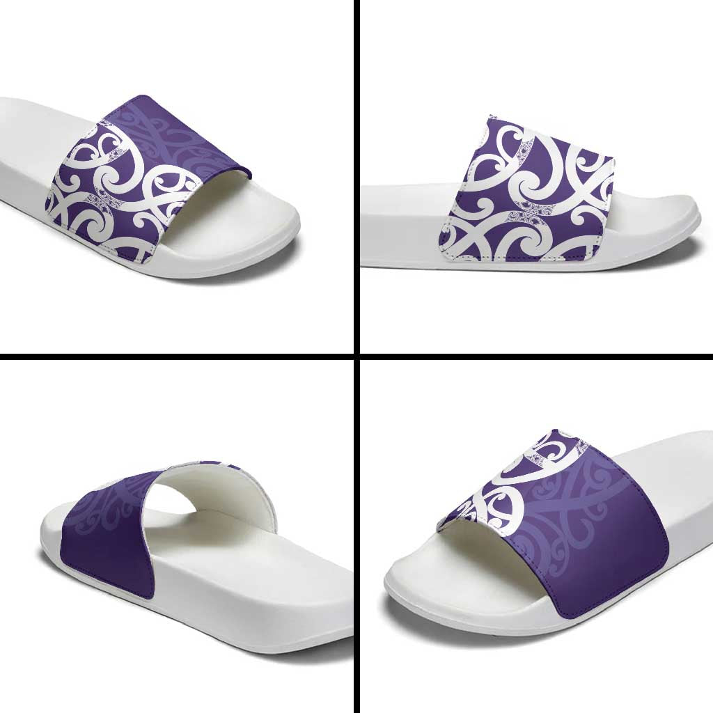 Violet Green Maori Slide Sandals Koru Kowhaiwhai - Aussie Hoodie