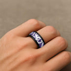 Violet Green Maori Spinner Ring Koru Kowhaiwhai