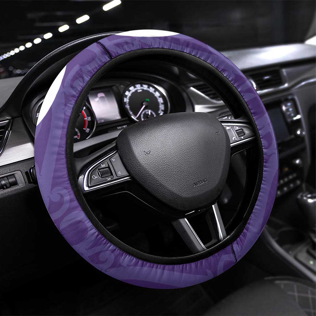 Violet Green Maori Steering Wheel Cover Koru Kowhaiwhai - Aussie Hoodie