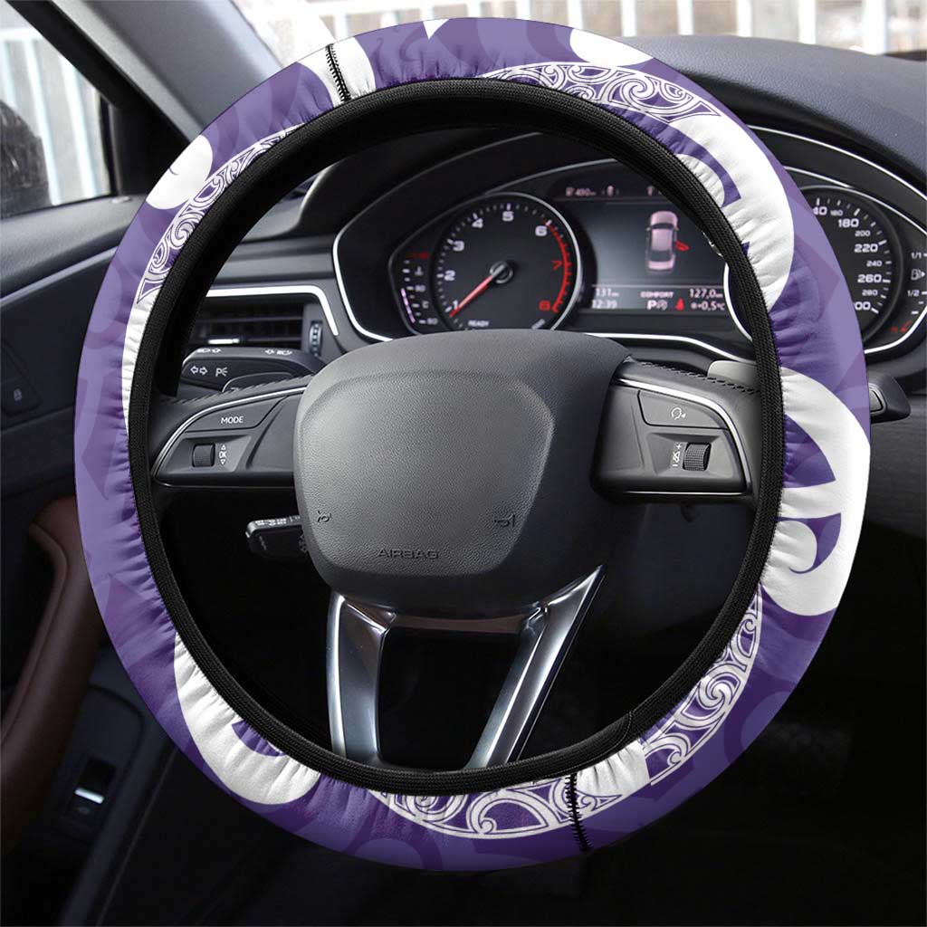 Violet Green Maori Steering Wheel Cover Koru Kowhaiwhai - Aussie Hoodie