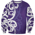 Violet Green Maori Sweatshirt Koru Kowhaiwhai - Aussie Hoodie