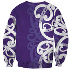 Violet Green Maori Sweatshirt Koru Kowhaiwhai - Aussie Hoodie