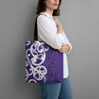 Violet Green Maori Tote Bag Koru Kowhaiwhai - Aussie Hoodie