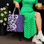 Violet Green Maori Tote Bag Koru Kowhaiwhai - Aussie Hoodie