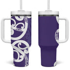 Violet Green Maori Tumbler With Handle Koru Kowhaiwhai - Aussie Hoodie