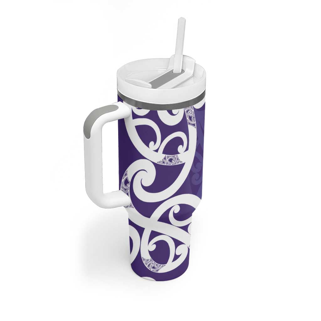 Violet Green Maori Tumbler With Handle Koru Kowhaiwhai - Aussie Hoodie