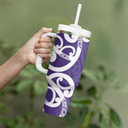 Violet Green Maori Tumbler With Handle Koru Kowhaiwhai - Aussie Hoodie