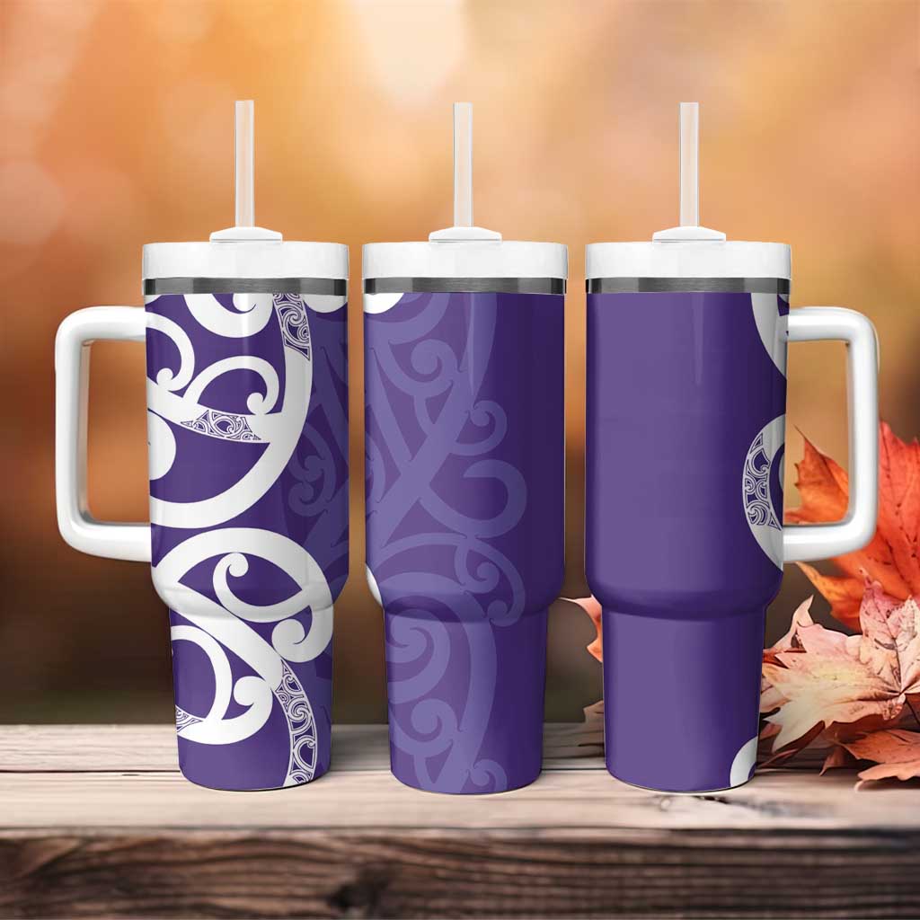 Violet Green Maori Tumbler With Handle Koru Kowhaiwhai - Aussie Hoodie