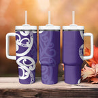 Violet Green Maori Tumbler With Handle Koru Kowhaiwhai - Aussie Hoodie
