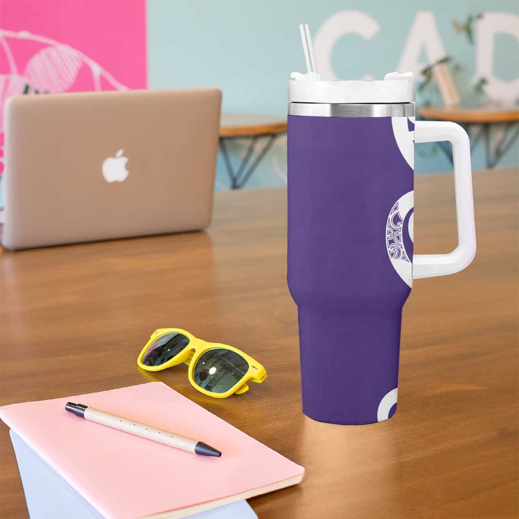 Violet Green Maori Tumbler With Handle Koru Kowhaiwhai - Aussie Hoodie