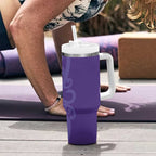 Violet Green Maori Tumbler With Handle Koru Kowhaiwhai - Aussie Hoodie