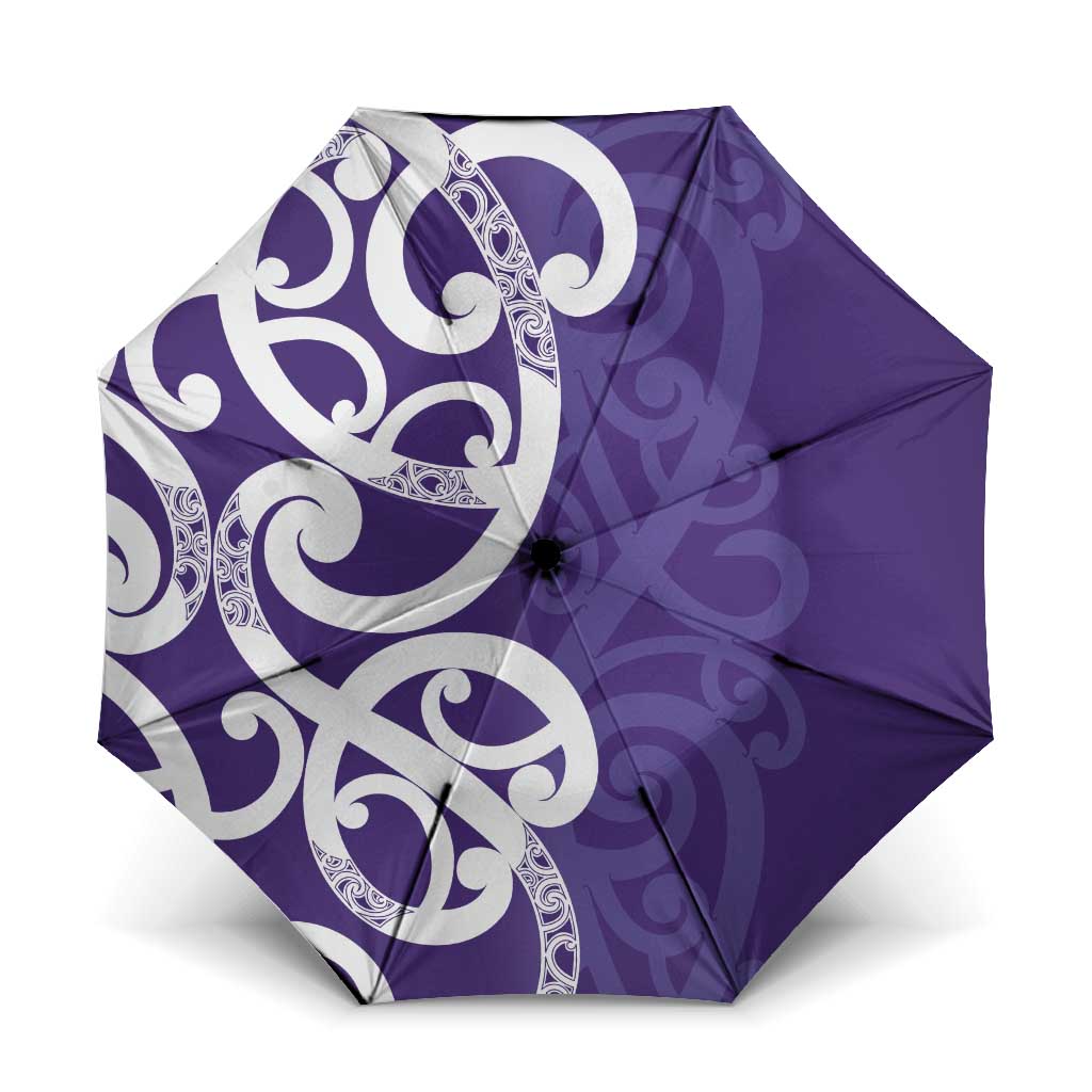 Violet Green Maori Umbrella Koru Kowhaiwhai - Aussie Hoodie