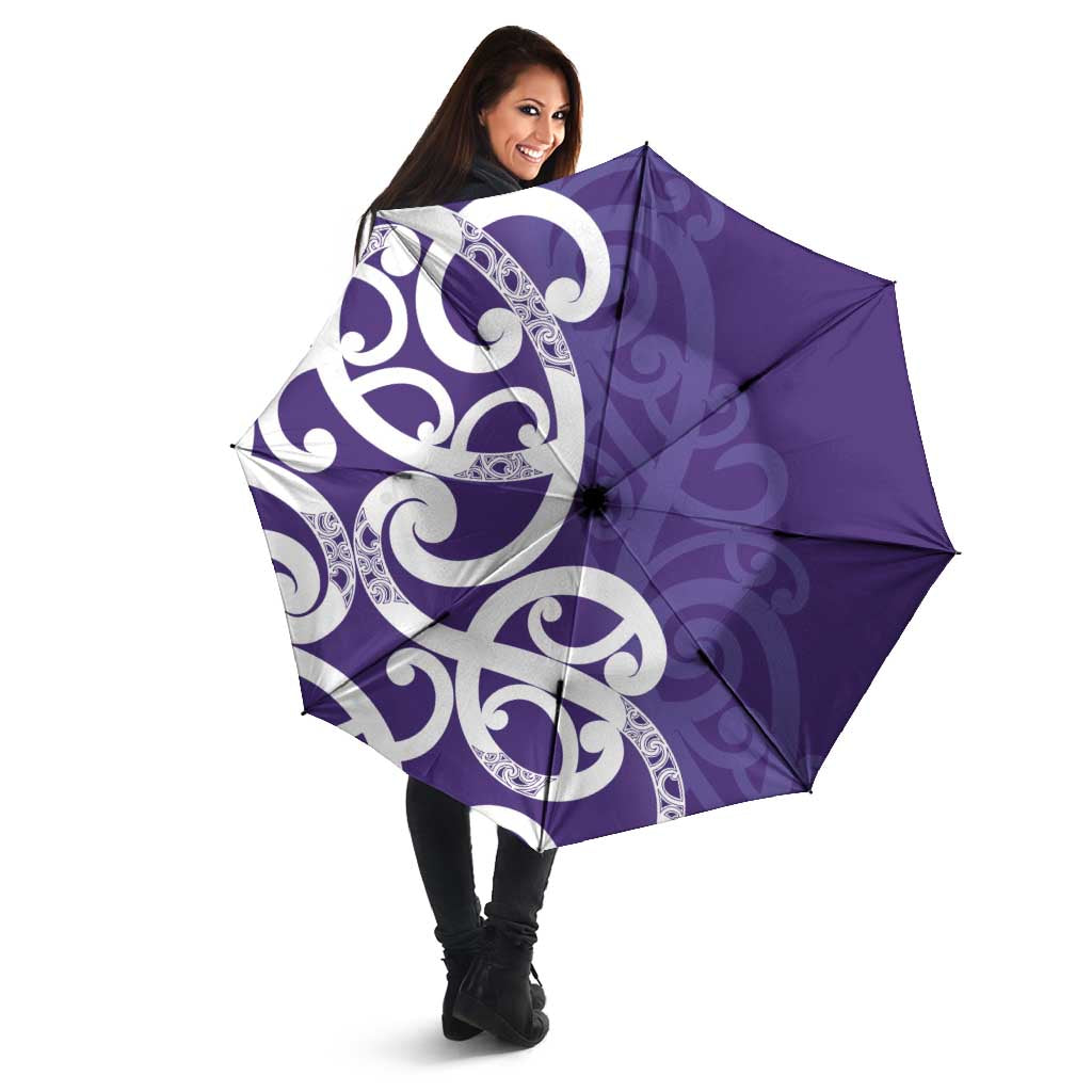 Violet Green Maori Umbrella Koru Kowhaiwhai - Aussie Hoodie