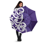 Violet Green Maori Umbrella Koru Kowhaiwhai - Aussie Hoodie