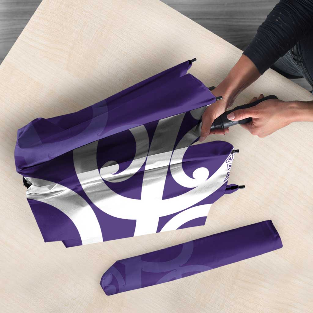 Violet Green Maori Umbrella Koru Kowhaiwhai - Aussie Hoodie