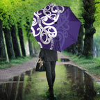 Violet Green Maori Umbrella Koru Kowhaiwhai - Aussie Hoodie