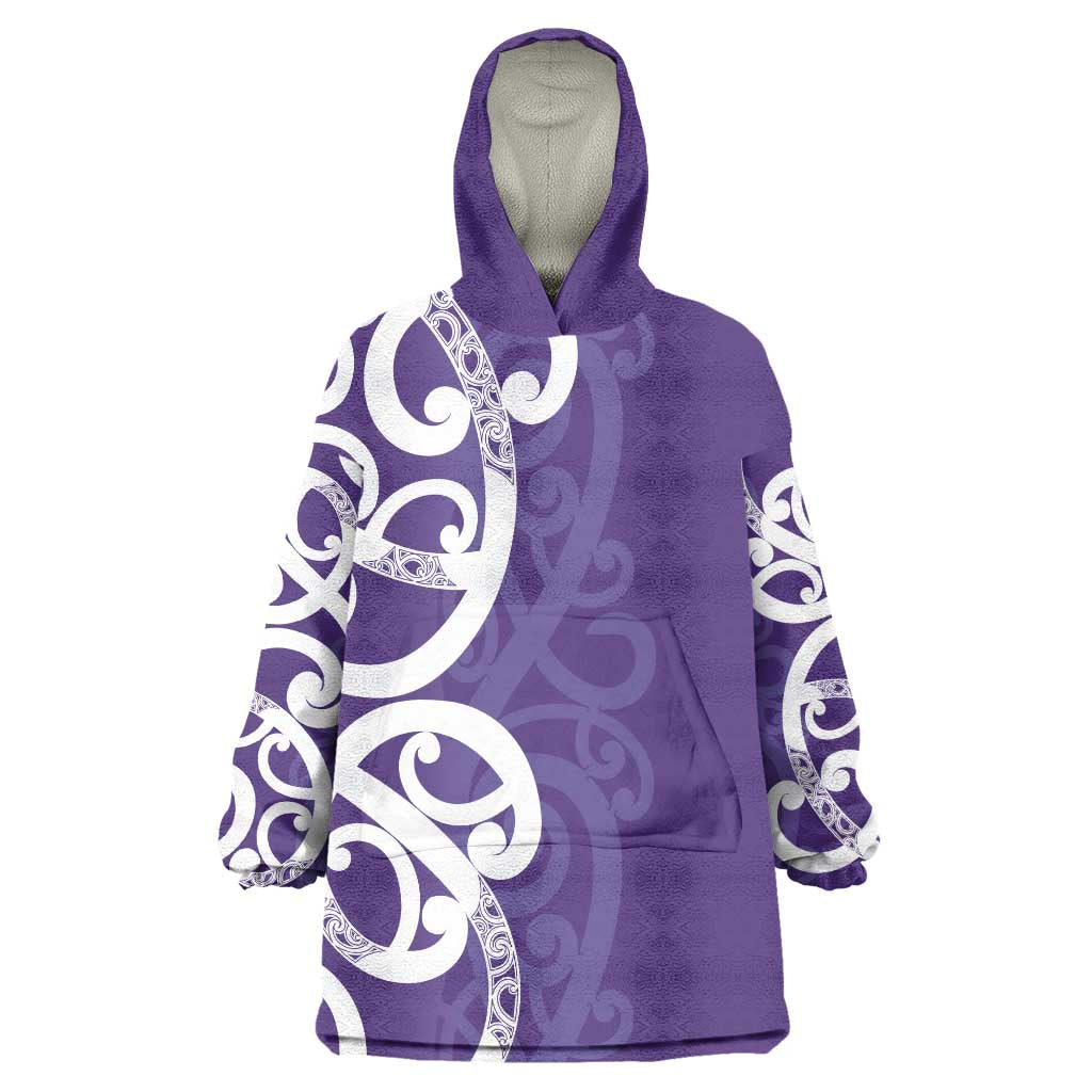 Violet Green Maori Wearable Blanket Hoodie Koru Kowhaiwhai - Aussie Hoodie
