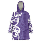 Violet Green Maori Wearable Blanket Hoodie Koru Kowhaiwhai - Aussie Hoodie