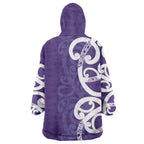 Violet Green Maori Wearable Blanket Hoodie Koru Kowhaiwhai - Aussie Hoodie