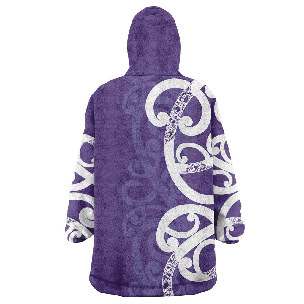 Violet Green Maori Wearable Blanket Hoodie Koru Kowhaiwhai - Aussie Hoodie
