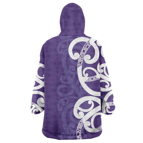 Violet Green Maori Wearable Blanket Hoodie Koru Kowhaiwhai - Aussie Hoodie