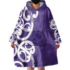 Violet Green Maori Wearable Blanket Hoodie Koru Kowhaiwhai - Aussie Hoodie