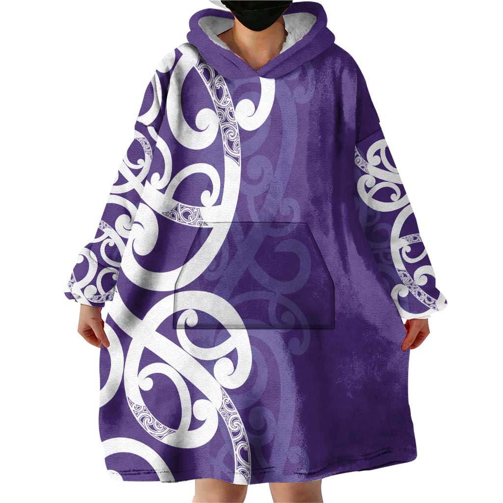 Violet Green Maori Wearable Blanket Hoodie Koru Kowhaiwhai - Aussie Hoodie