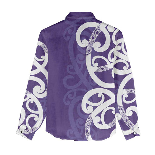 Violet Green Maori Women Casual Shirt Koru Kowhaiwhai - Aussie Hoodie