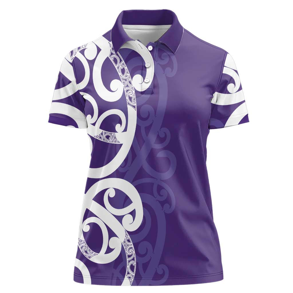 Violet Green Maori Women Polo Shirt Koru Kowhaiwhai - Aussie Hoodie