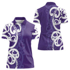 Violet Green Maori Women Polo Shirt Koru Kowhaiwhai - Aussie Hoodie